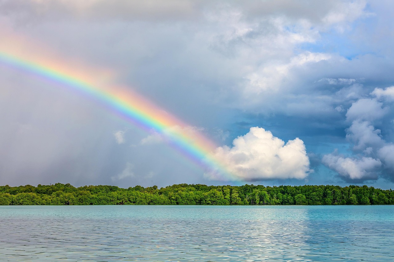 landscape, nature background, rainbow, beautiful nature, tropical, atoll, lagoon, nature, widi archipelago, indonesia, hd wallpapers, hd wallpaper, nature wallpaper