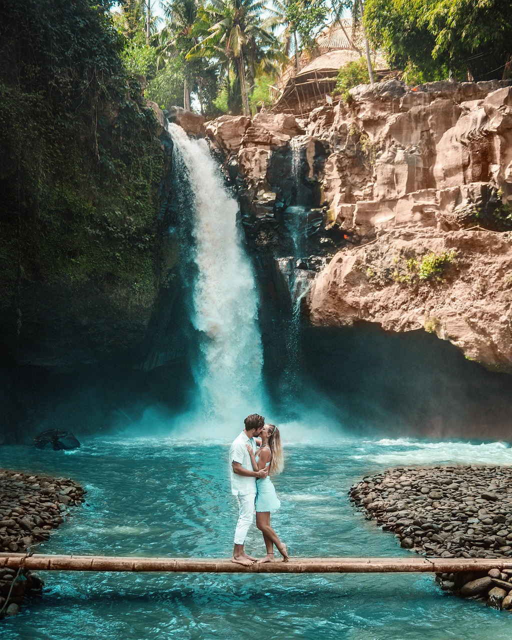 bali, nature, sun, summer, indonesia, pool, girl, beautiful, couple, waterfall