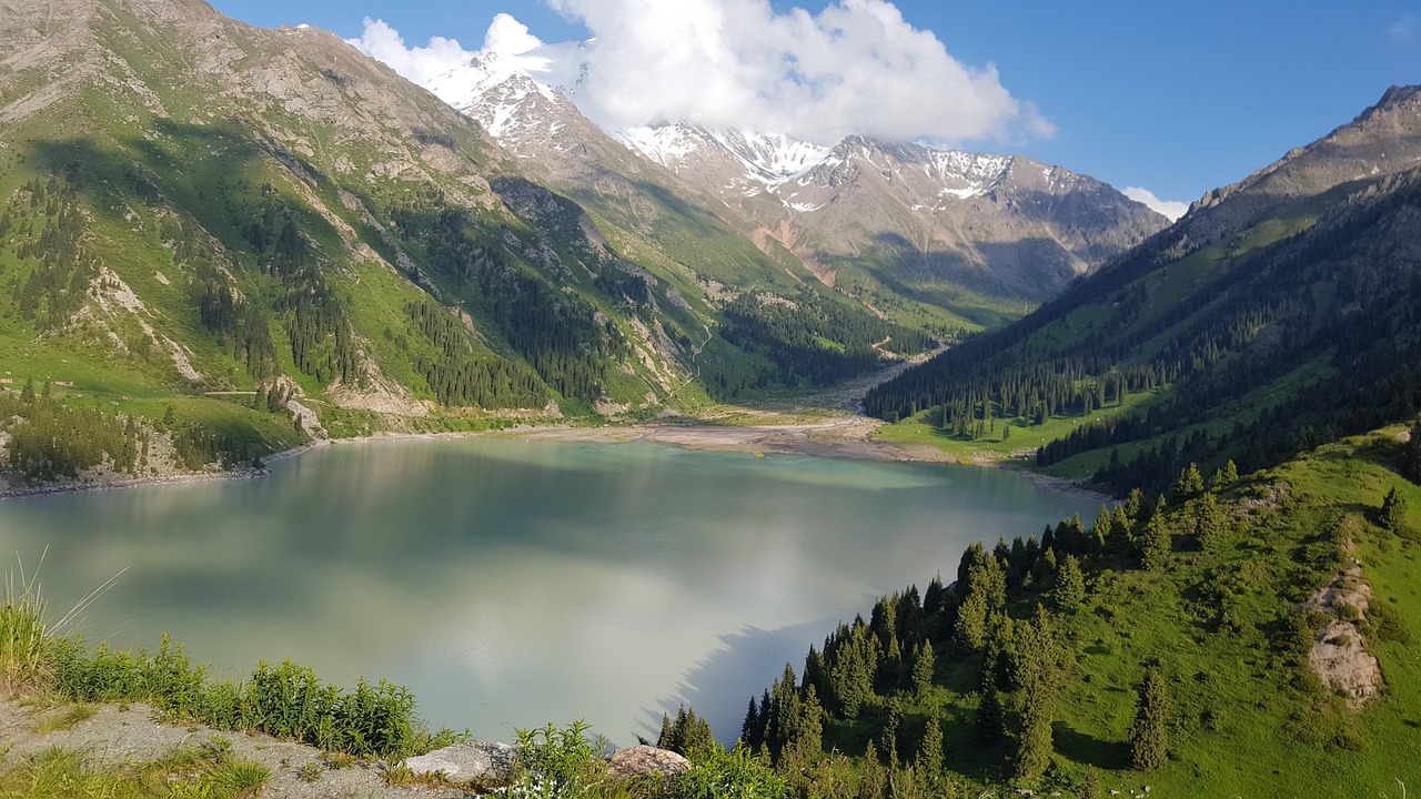 almaty, lake, mountains, clouds, nature, kazakhstan, alma-ata, almaty, almaty, almaty, almaty, almaty, kazakhstan